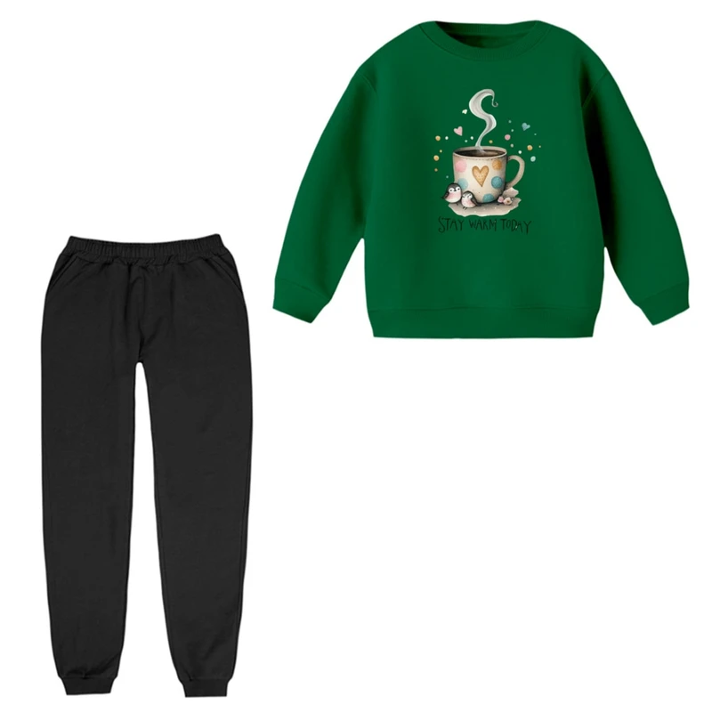 ست سویشرت و شلوار راحتی بچگانه مدل فنجان 