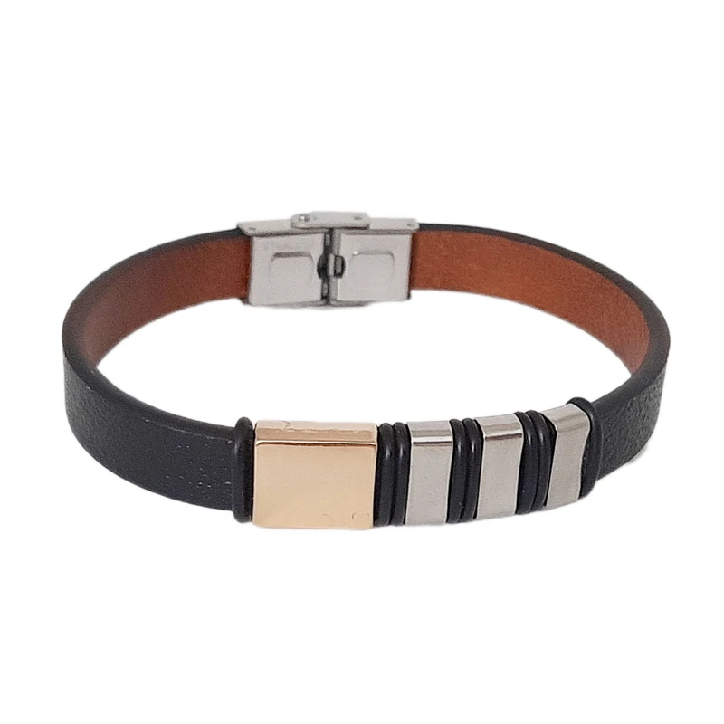 دستبند مردانه مدل سولینا چرم طبیعی کد 3333