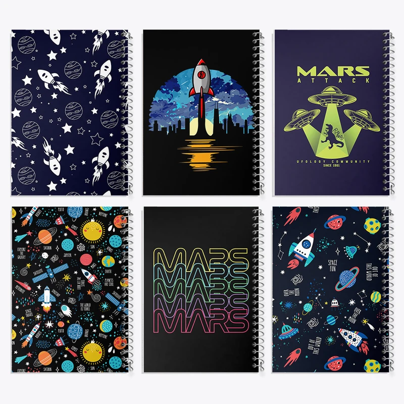 دفتر نقاشی 50 برگ خندالو طرح فضایی کد 149 مجموعه 6 عددی