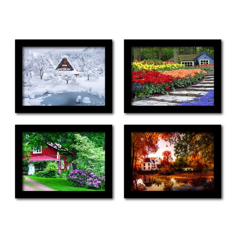 منظره طرح چهار فصل کد km-149625 مجموعه 4 عددی