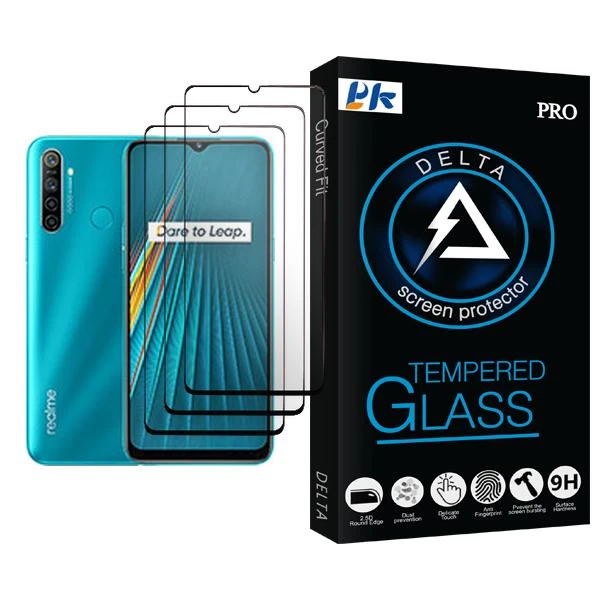 محافظ صفحه نمایش پی کی مدل Delta Glass MIX003 مناسب برای گوشی موبایل ریلمی 5i بسته سه عددی