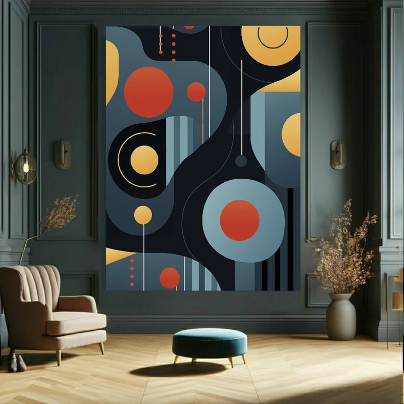 تابلو بوم طرح مخمل اشکال هندسی کد BK2110