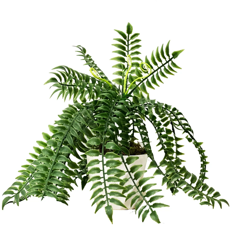 گلدان به همراه گل مصنوعی مدل سرخس آویز پیچی 125