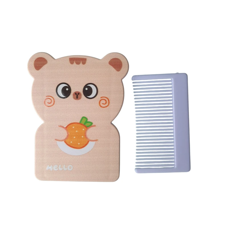 آینه آرایشی تاشو جیبی مدل خرس به همراه شانه مو