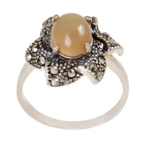 انگشتر نقره زنانه بازرگانی میلادی مدل سنگ اوپال کد AW_518