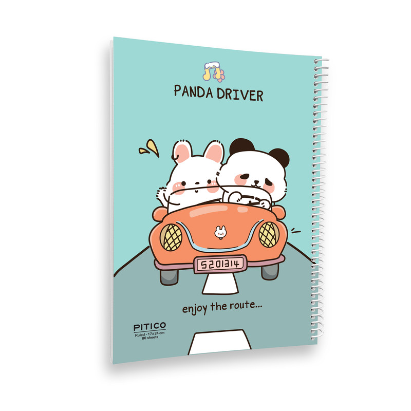 دفتر مشق 80 برگ پیتیکو مدل مجلد طرح پاندا راننده کد 364