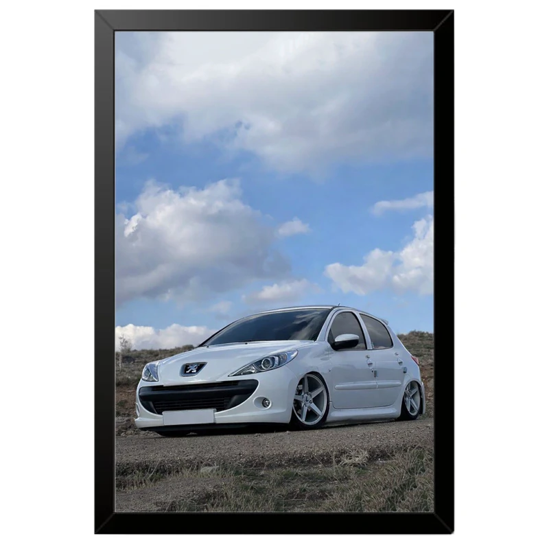 تابلو بکلیت طرح ماشین و خودرو پژو 207 مدل B-po1999 فریم مشکی