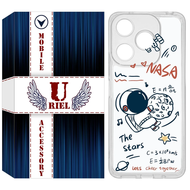 کاور یوریل مدل Clear کد 27 طرح ناسا مناسب برای گوشی موبایل شیائومی Redmi 13X / 13 / Poco M6 4G