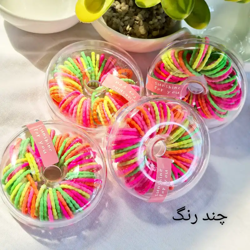 کش مو زنانه مدل مینی قیطانی لیزری طرح دونات  کد 2727 بسته 65  عددی