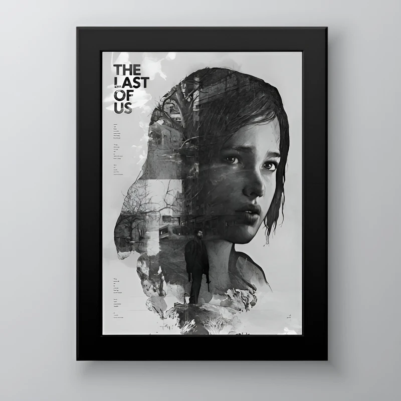 تابلو طرح بازی LAST OF US P2 مدل دکوراتیو گیمینگ فریم مشکی