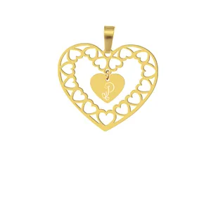 آویز گردنبند هایکا طرح قلب و حرف p مدل ha195