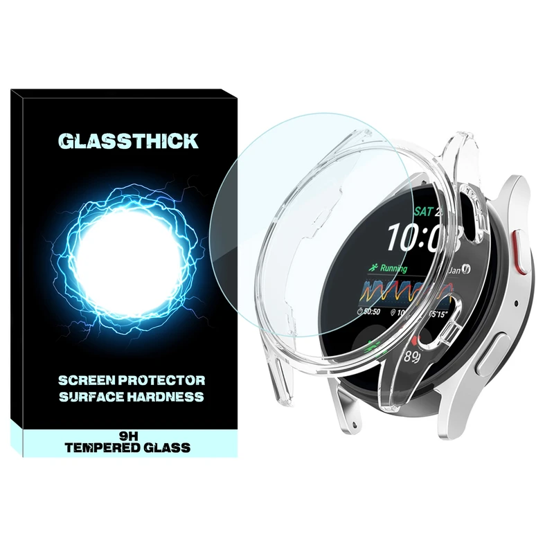 کاور گلستیک مدل PC Bumper GL مناسب برای ساعت هوشمند سامسونگ Galaxy Watch 7 44mm به همراه محافظ صفحه نمایش