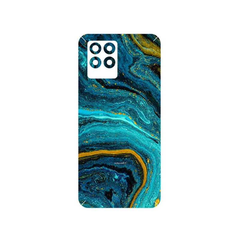 برچسب پوششی ماهوت مدل Turquoise marblewith golden streaks مناسب برای گوشی موبایل ریلمی 8 Pro
