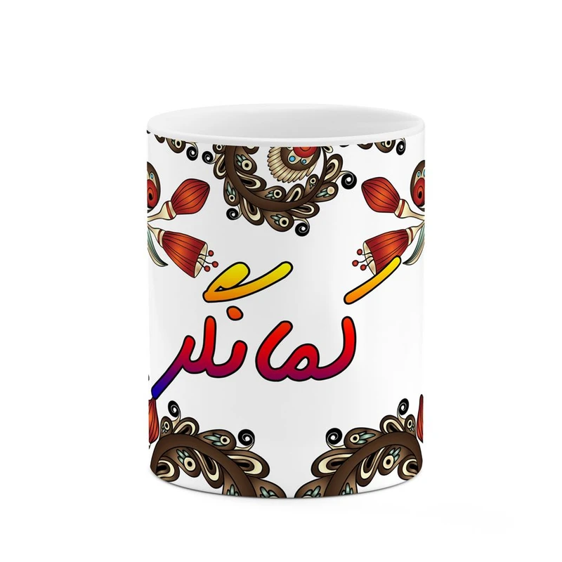 ماگ کاکتی مدل اسم کمانگر طرح سنتی گل و بته کد mgh46604