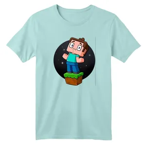 تی شرت آستین کوتاه بچگانه مدل ماینکرفت کد۲  رنگ آبی روشن