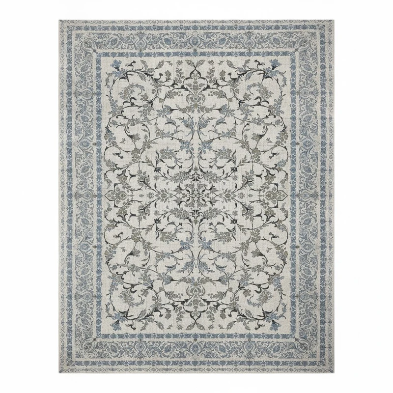 فرش ماشینی 1200 شانه زمینه کرم حاشیه کرم مدل افشان مینیمال