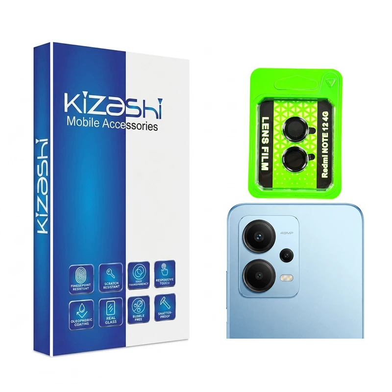 محافظ لنز دوربین شیشه ای کیزاشی مدل kiz-ring مناسب برای گوشی موبایل شیائومی redmi note 12 4g
