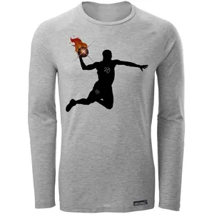 تی شرت آستین بلند مردانه 27 مدل Basketball Fire کد MH1410