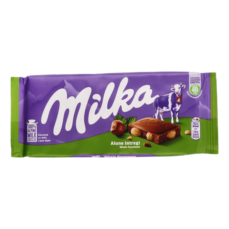 شکلات شیری با فندق کامل میلکا - 100 گرم