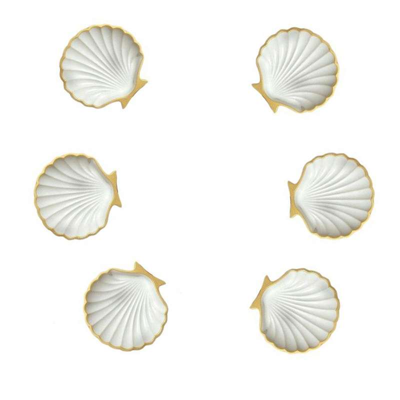 ست 6 تکه هفت سین سفالی مدل صدف تخت لبه