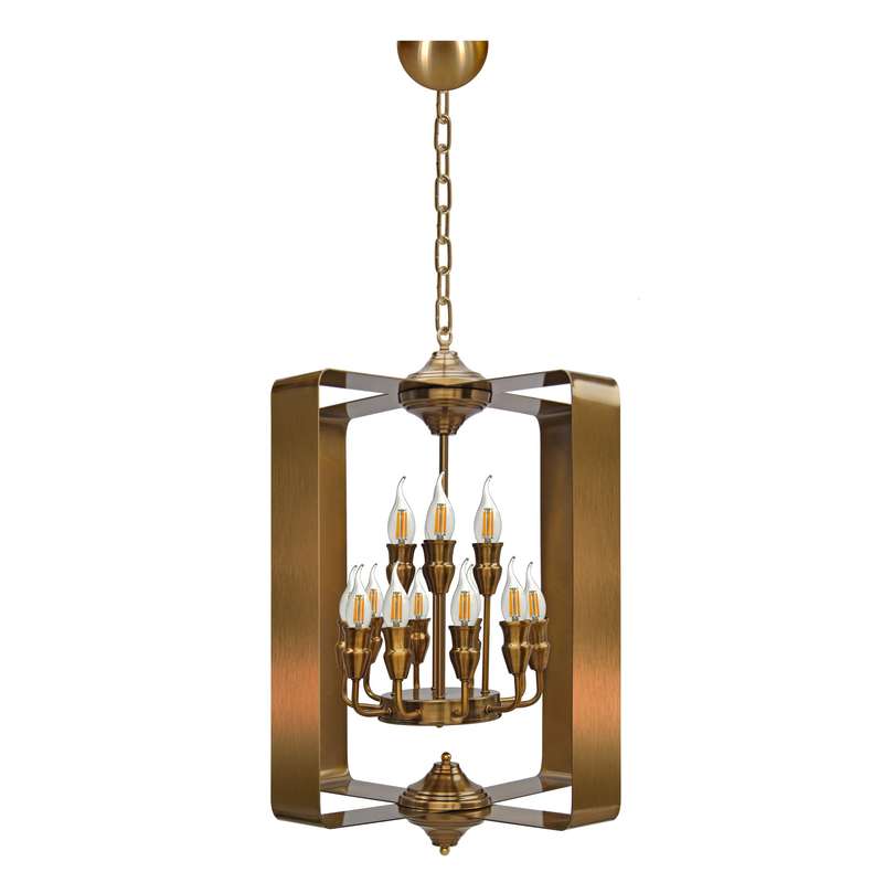 لوستر 14 شعله مدل مکعب طرح تسمه ای