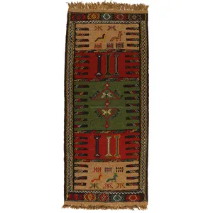 گلیم دستبافت کناره طول یک و نیم متر کد 140226