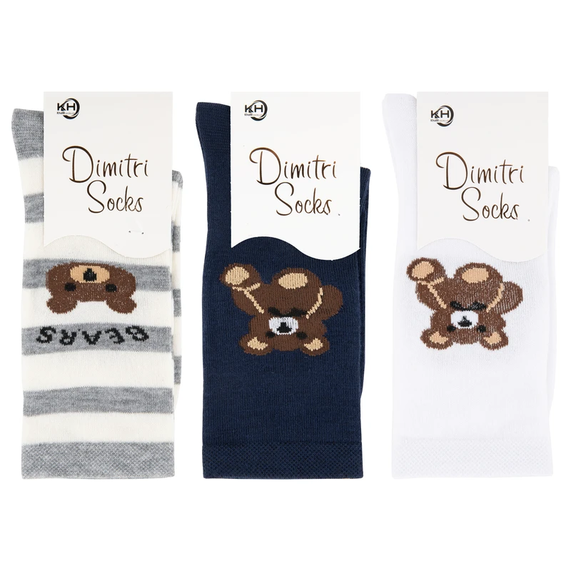 جوراب ساق بلند بچگانه دیمیتری مدل DM10-6 مجموعه 3 عددی