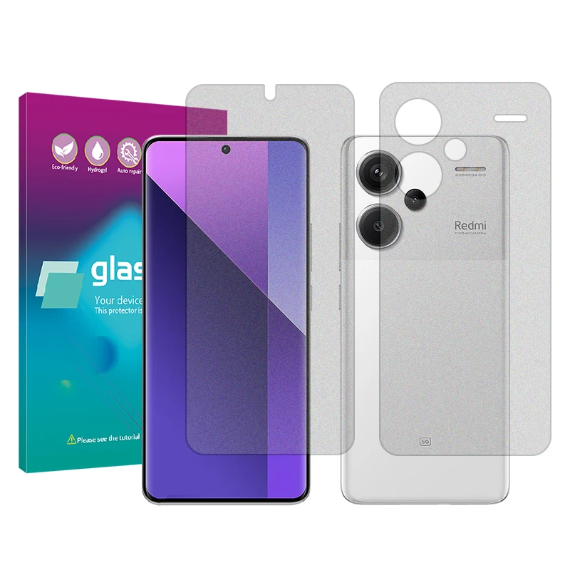 محافظ صفحه نمایش مات گلس پرو مدل Resistant مناسب برای گوشی موبایل شیائومی Redmi Note 13 Pro Plus به همراه محافظ پشت گوشی