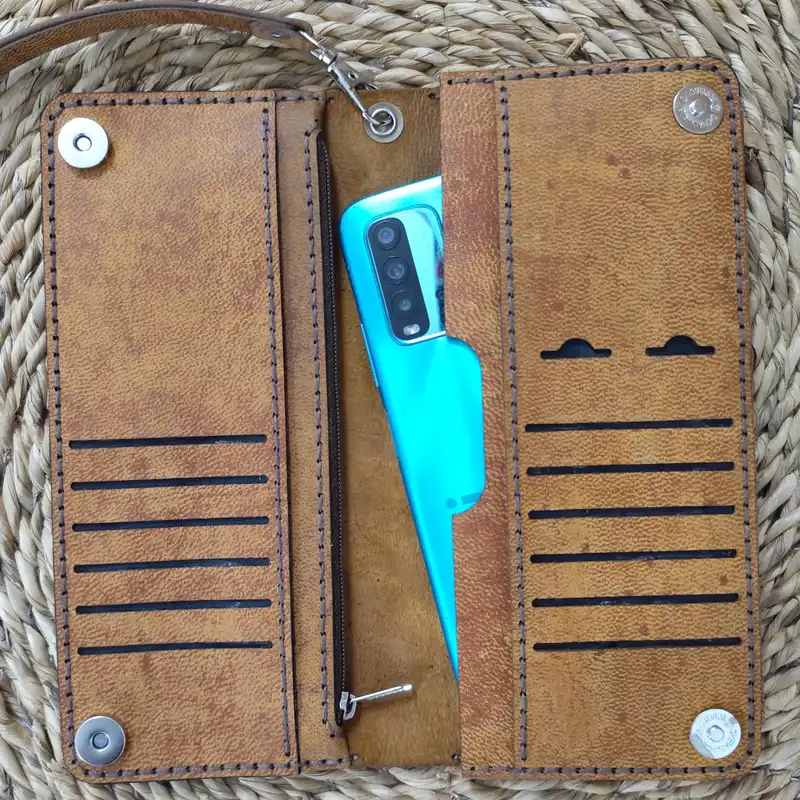 کیف پول زنانه مدل چرم بزی طرح اسلیمی کد MF-10