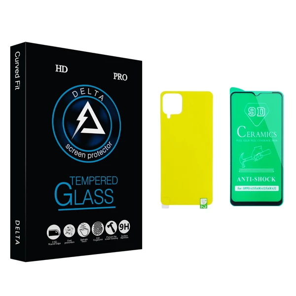 محافظ صفحه نمایش سرامیکی و پشت گوشی دلتا مدل HD مناسب برای گوشی موبایل سامسونگ Galaxy A12