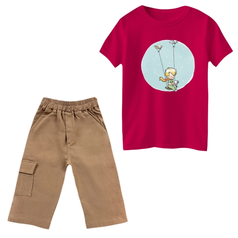 ست تی‌شرت و شلوارک پسرانه مدل شازده کوچولو و تاب