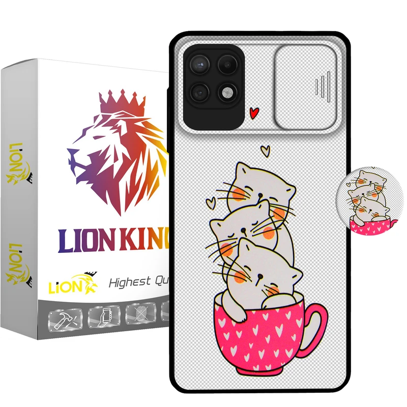 کاور لاین کینگ مدل catlivani2 مناسب برای گوشی موبایل سامسونگ Galaxy A22 5G به همراه پایه نگهدارنده
