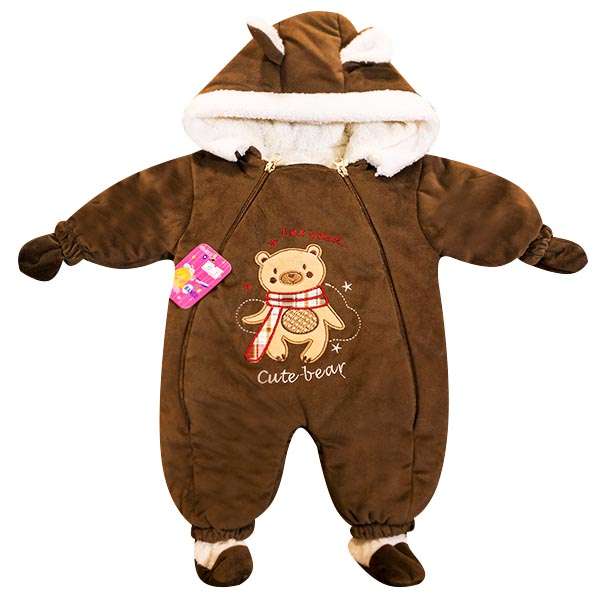 سرهمی نوزادی مدل Cute bear رنگ قهوه ای 