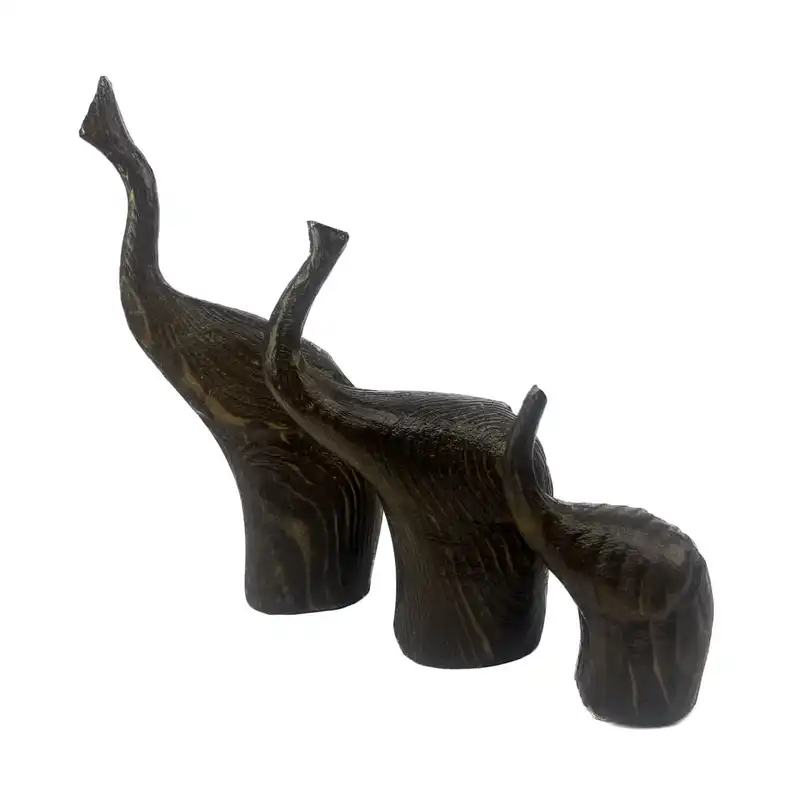 مجسمه مدل فیل چوبی مجموعه 3 عددی