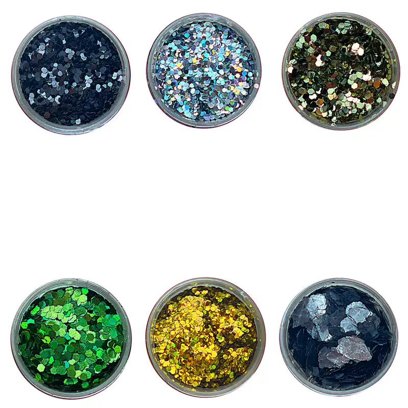 تزیین ناخن مدل پولک هولوگرامی کد N7 مجموعه 6 عددی