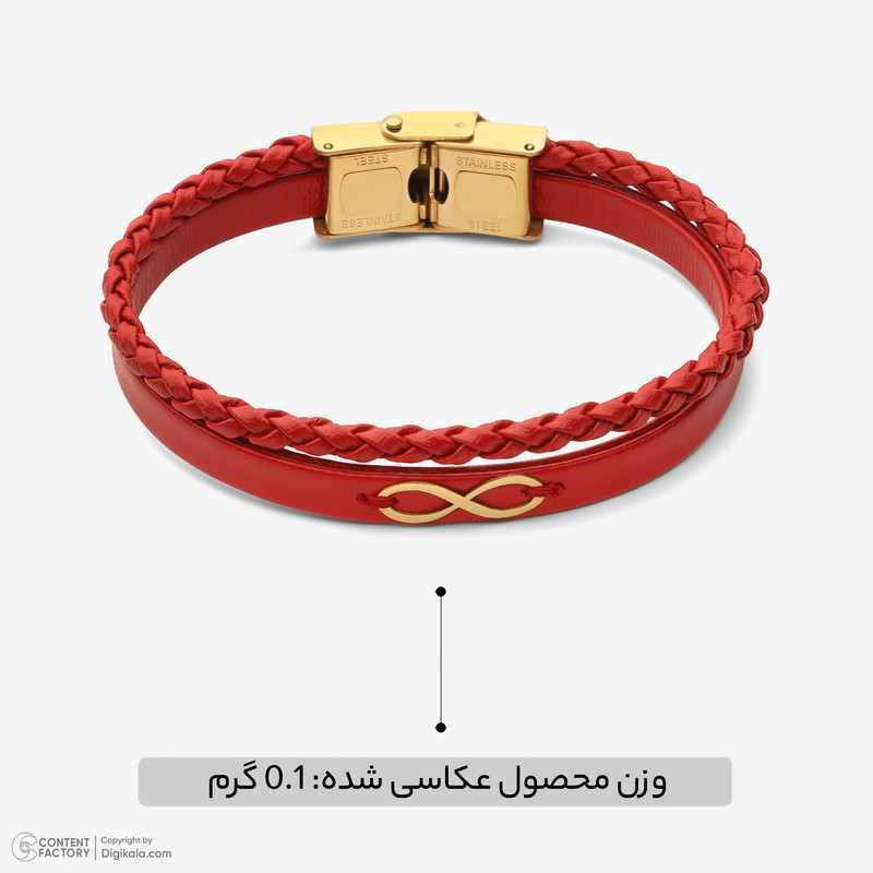 دستبند طلا 18 عیار زنانه با بند چرمی وی گالری مدل amg3504