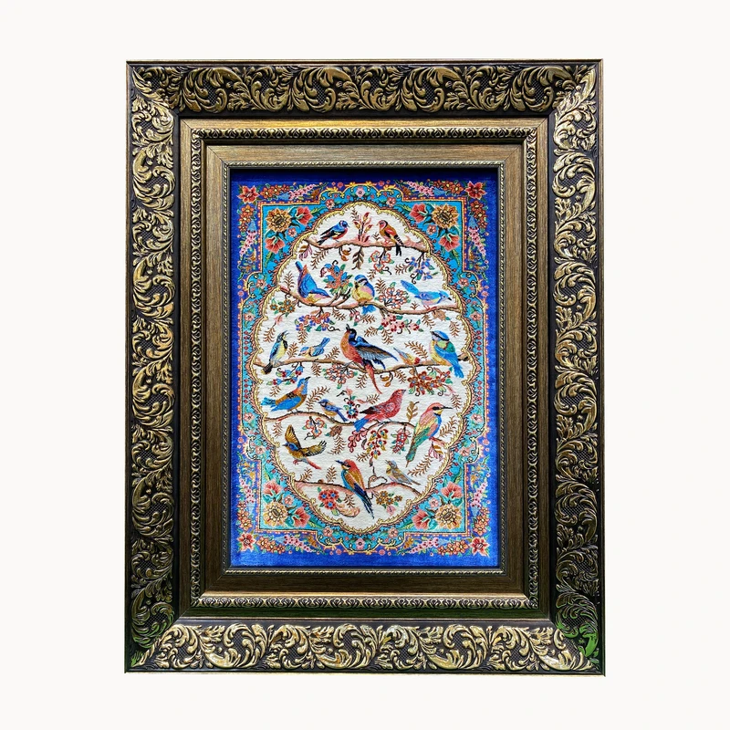تابلو فرش دستباف طرح چهل طوطی کد ۲۱۴۳۴۲۵۰