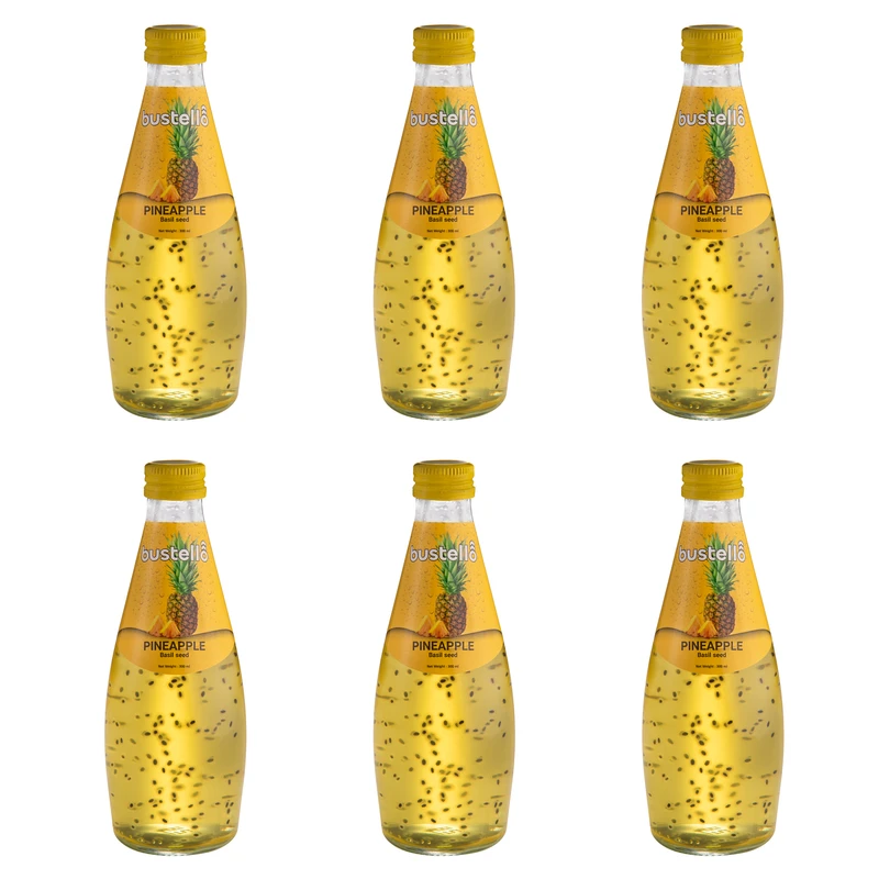 نوشیدنی تخم شربتی با طعم آناناس باستلو - 300 میلی لیتر بسته 6 عددی