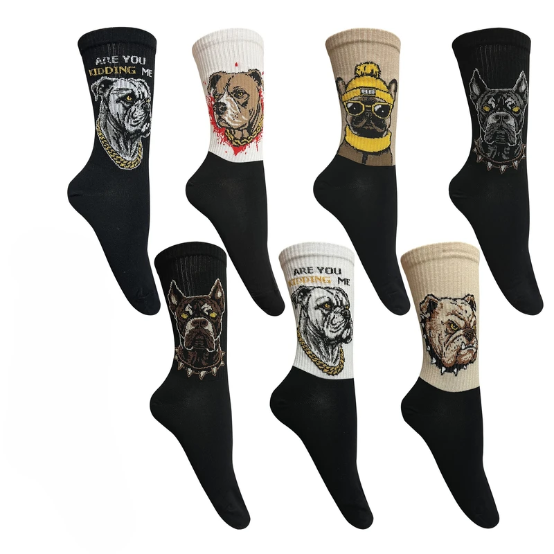 جوراب ساق بلند زنانه تن پوش هنگامه مدل پنبه کش اسپرت سگ‌ها بسته 7 عددی