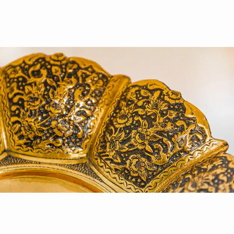 بشقاب قلمزنی مسی طرح گل مرغ مدل CRX