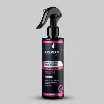 ماسک مو بدون آبکشی هرمودر مدل KERATIN مناسب برای موهای کراتین شده حجم 250 میلی لیتر