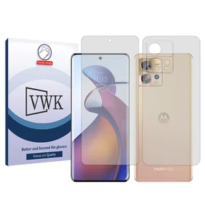 VWK Tough model transparent screen protector suitable for Motorola Edge 30 Fusion mobile phone along with the back protector