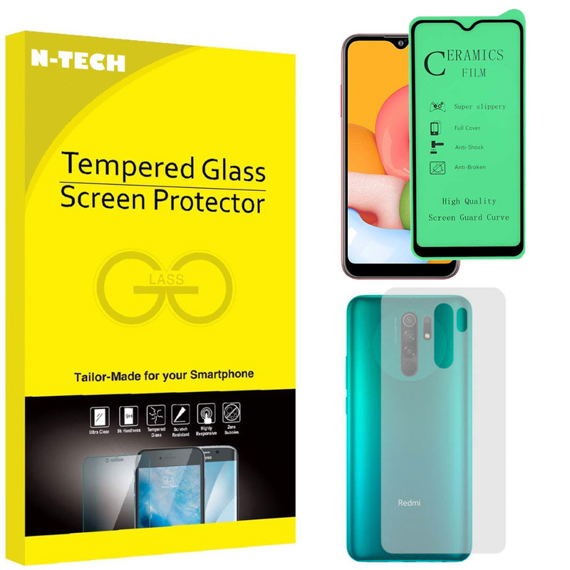  محافظ صفحه نمایش سرامیکی انتک مدل CRBKM-01 مناسب برای گوشی موبایل شیائومی Redmi 9 به همراه محافظ پشت گوشی 
