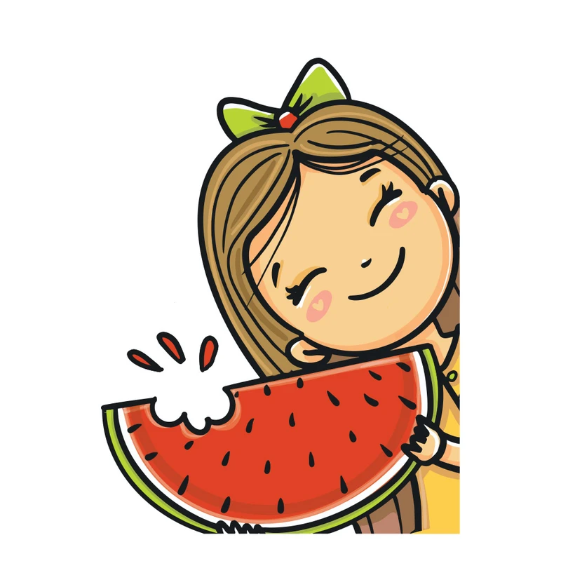 استیکر لپ تاپ طرح دختر خندان و هندوانه کد 11