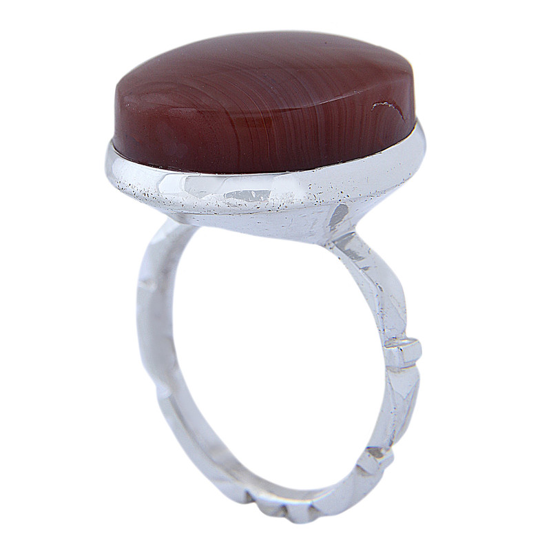 انگشتر نقره مردانه مدل رکاب دستساز عقیق یمنی تراش گرد کد AM-4969