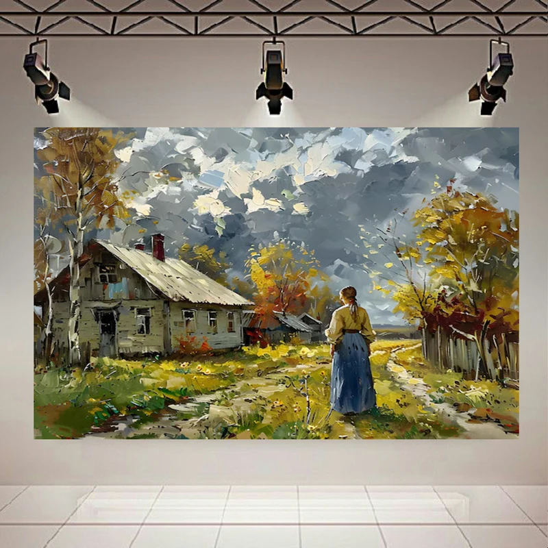  پوستر طرح مخمل کلبه قدیمی مدل آرامش روستایی کد AR304128