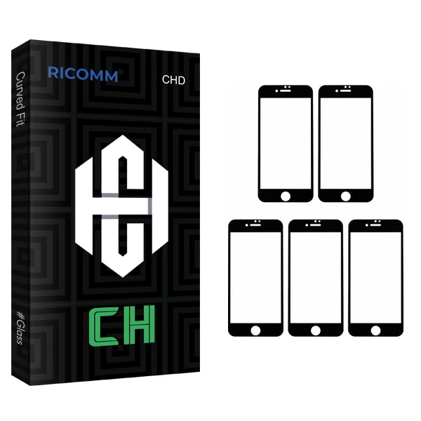 محافظ صفحه نمایش 5D ریکام مدل CH مناسب برای گوشی موبایل اپل IPhone 7 plus/8 plus بسته 5 عددی