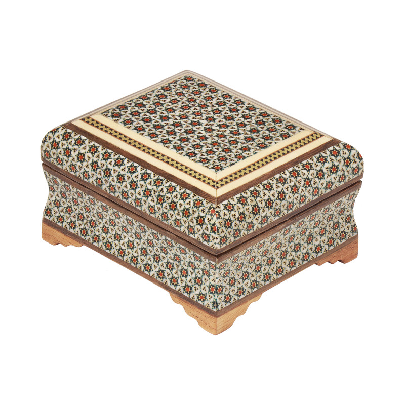 جعبه جواهرات خاتم کاری چوبی کد 01