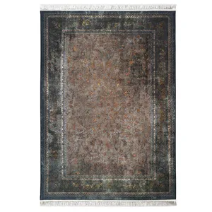 فرش ماشینی 1200 شانه محتشم زمینه سبز حاشیه سبز مدل 2555011052 