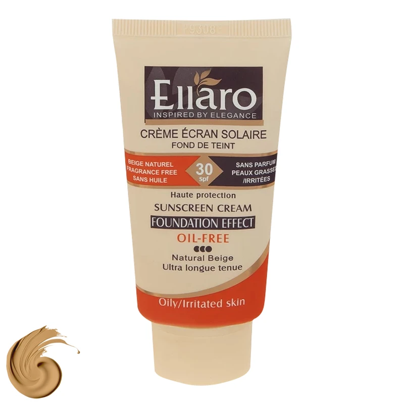 کرم ضدآفتاب الارو SPF30 سری Foundation Effect مدل Natural Beige، حجم 40 میلی‌لیتر